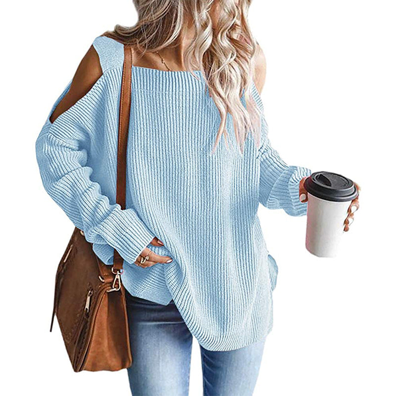 Damen Off-Shoulder Strickpullover mit modernen Details ModeGeist