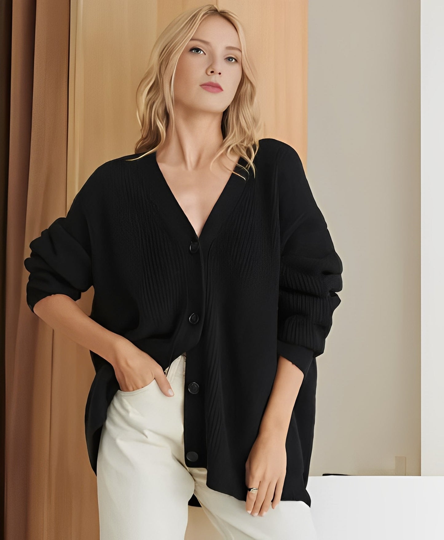 ModeGeist | Lässiger Oversize Strickcardigan aus Kaschmir für Damen