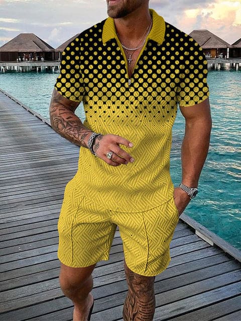 Stilvolles Herren Freizeit-Outfit mit buntem Druck