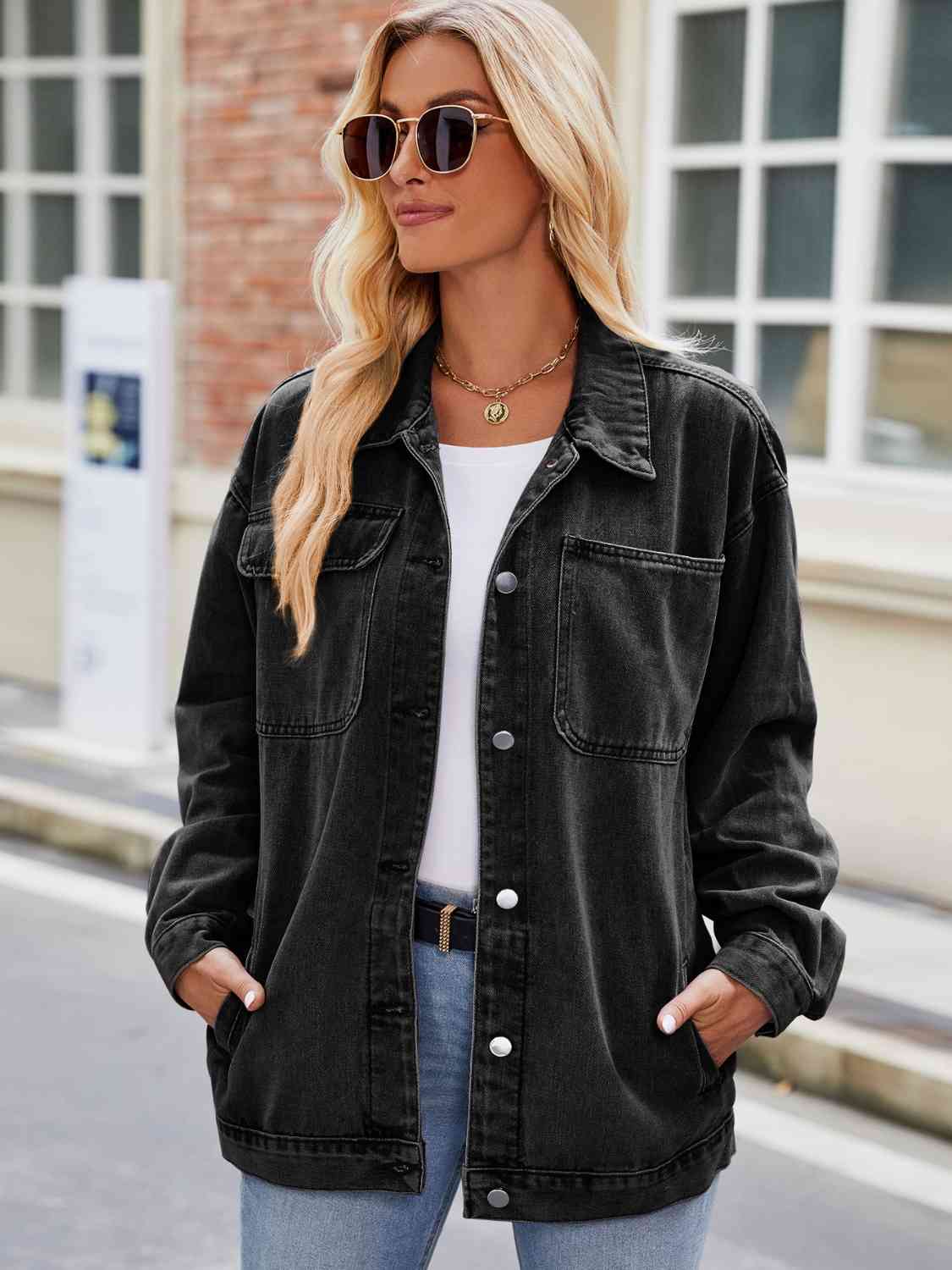 ModeGeist | Knopf-Down Denimjacke mit Taschen