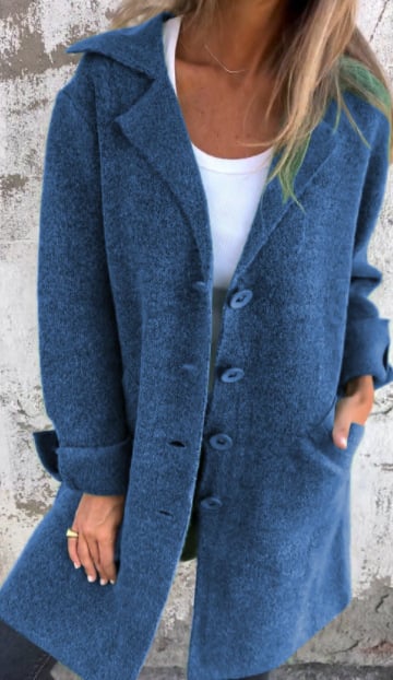 ModeGeist | Wollmantel mit Knopfverschluss Klassischer Kragen Elegant und Warm