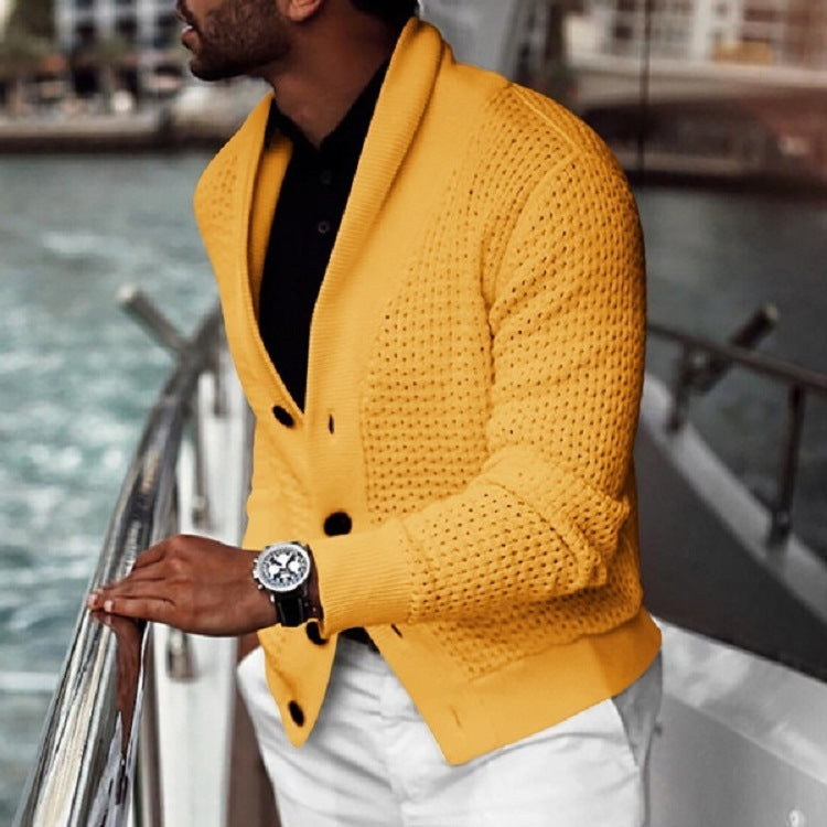 Herren Strickjacke mit strukturiertem Design und elegantem Schalkragen ModeGeist