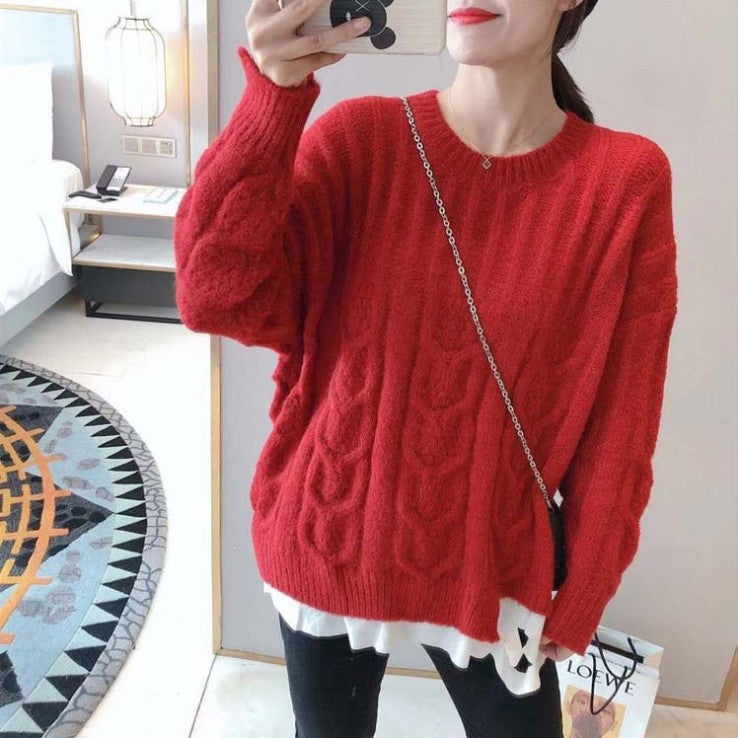 Damen Grobstrickpullover mit Zopfstrickmuster und lässigem Schnitt ModeGeist