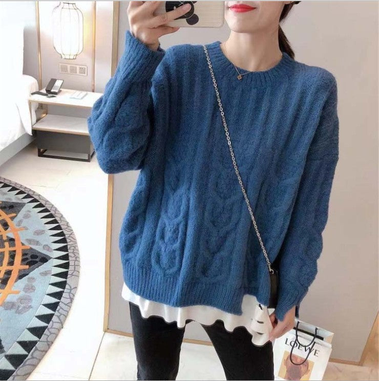Damen Grobstrickpullover mit Zopfstrickmuster und lässigem Schnitt ModeGeist