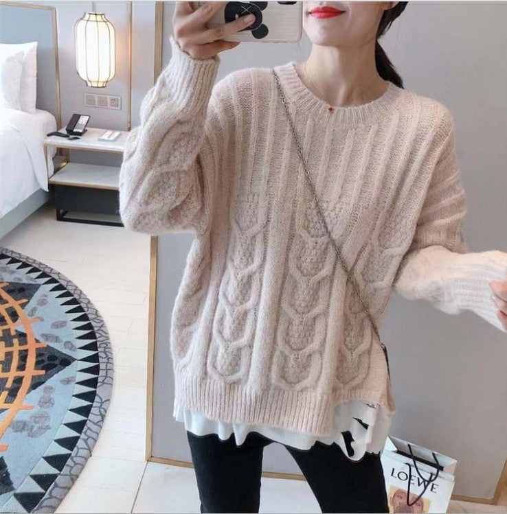 Damen Grobstrickpullover mit Zopfstrickmuster und lässigem Schnitt ModeGeist