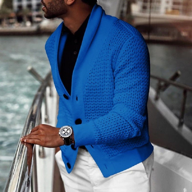 Herren Strickjacke mit strukturiertem Design und elegantem Schalkragen ModeGeist