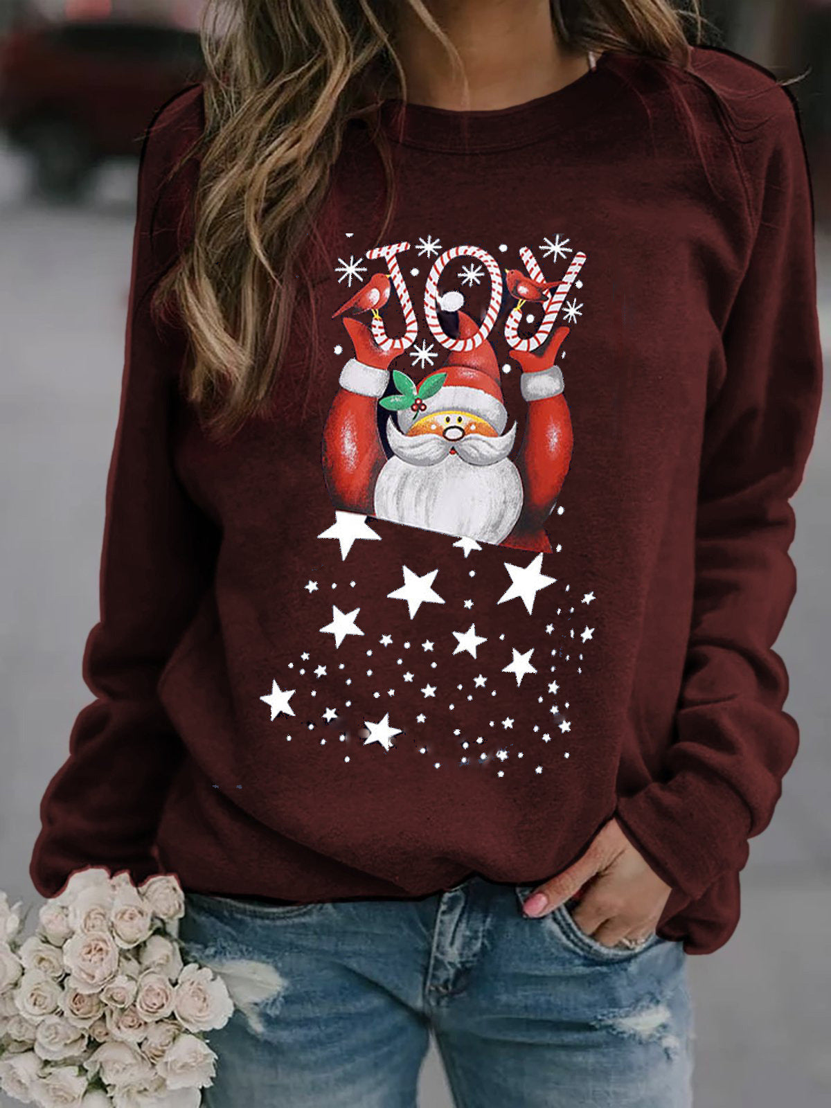 Damen Sweatshirt mit festlichem Weihnachtsmotiv ModeGeist