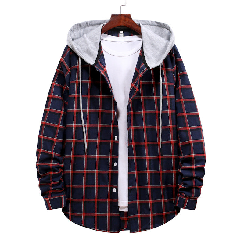Herren Übergangsbluse mit Kapuze im karierten Look ModeGeist
