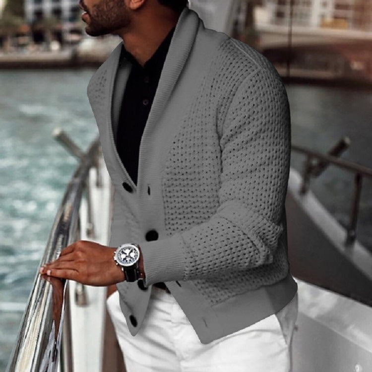 Herren Strickjacke mit strukturiertem Design und elegantem Schalkragen ModeGeist