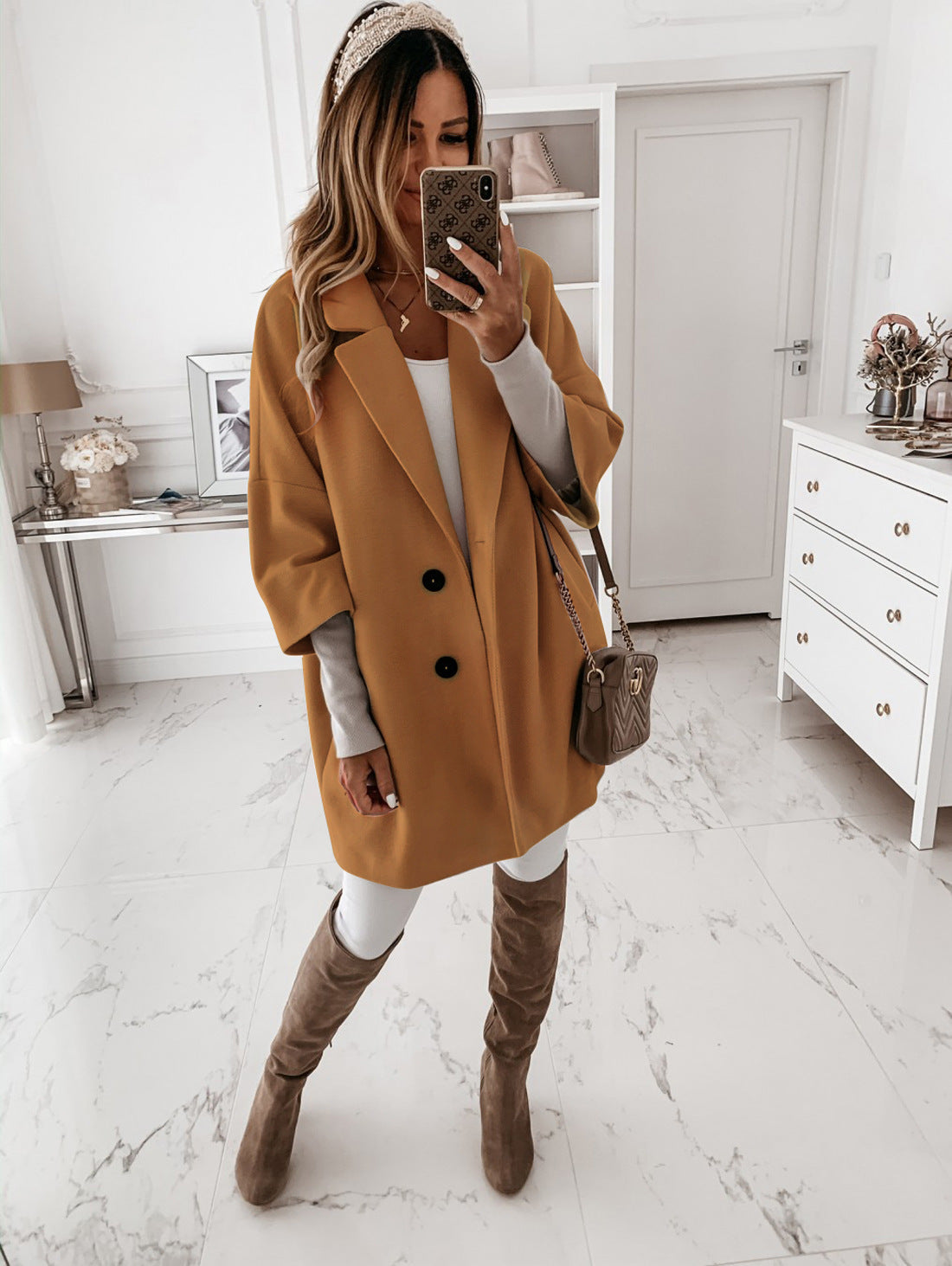 Damen lässiger Oversized-Mantel mit doppeltem Knopfverschluss ModeGeist