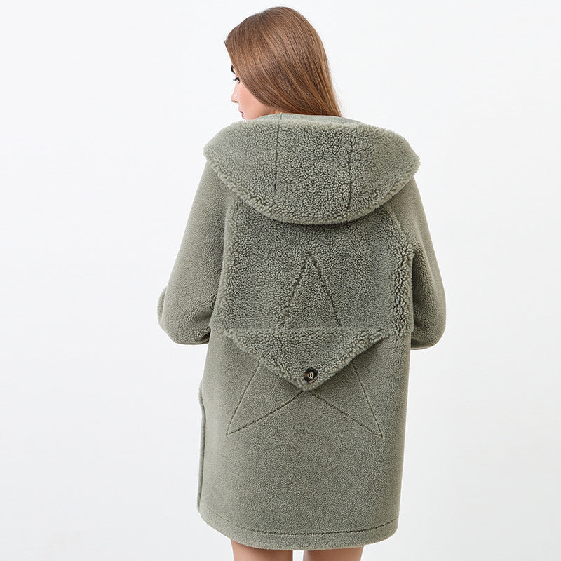 Damen Flauschige Kapuzenjacke mit Sternmotiv ModeGeist