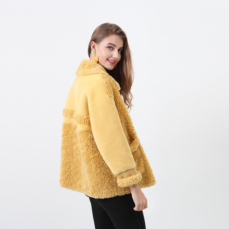 Damen Kuschliger Teddyjacke mit abnehmbaren Bindegürtel ModeGeist