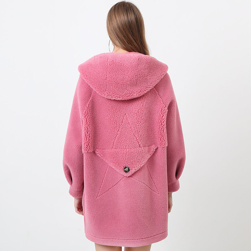 Damen Flauschige Kapuzenjacke mit Sternmotiv ModeGeist