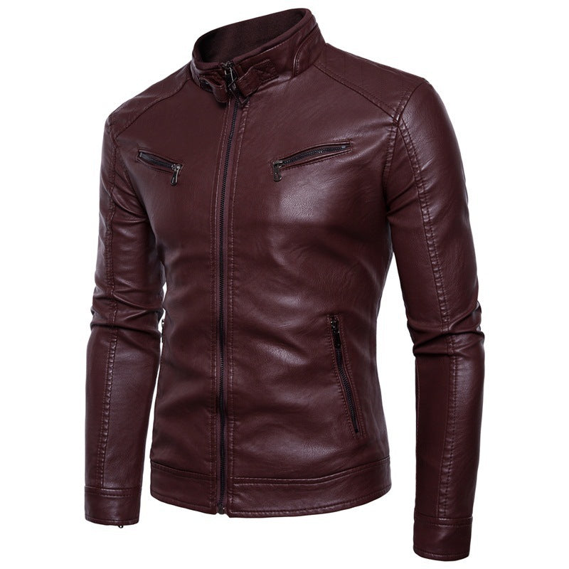 Herren stylische jacke mit modernem Stehkragen und Reißverschlüssen ModeGeist