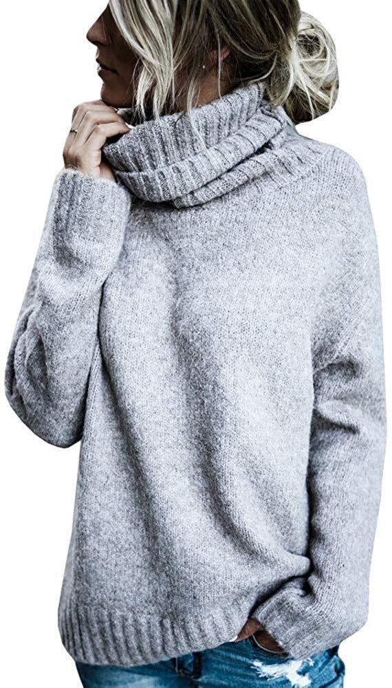 Damen Grobstrickpullover mit hohem Kragen und lässigem Schnitt ModeGeist