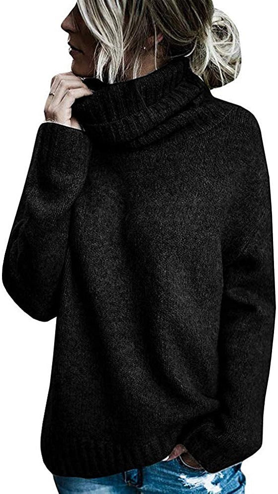 Damen Grobstrickpullover mit hohem Kragen und lässigem Schnitt ModeGeist