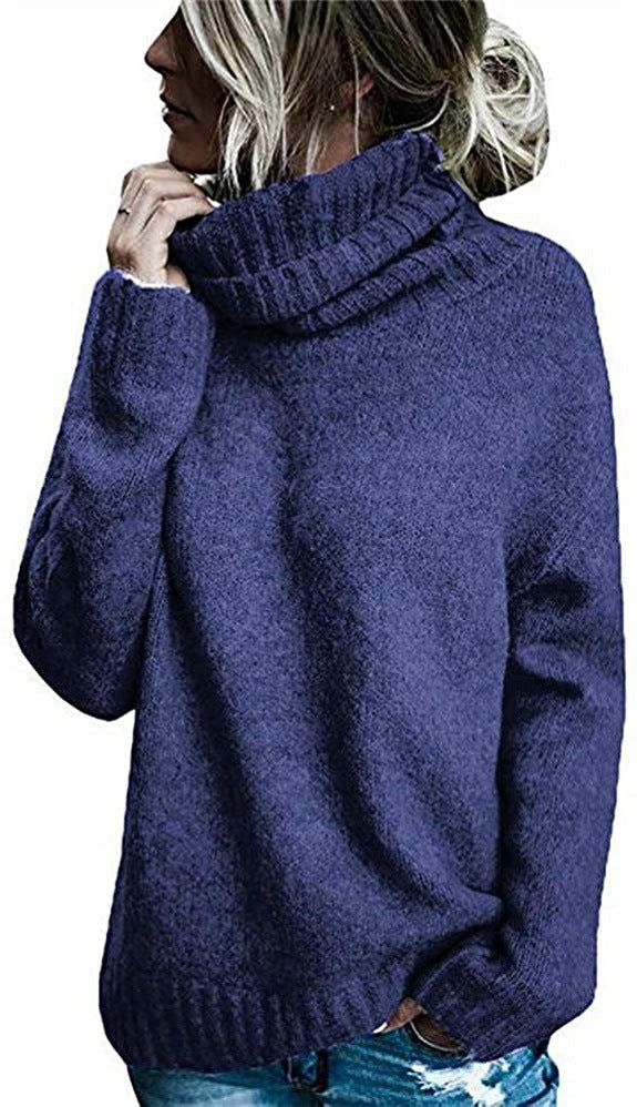 Damen Grobstrickpullover mit hohem Kragen und lässigem Schnitt ModeGeist