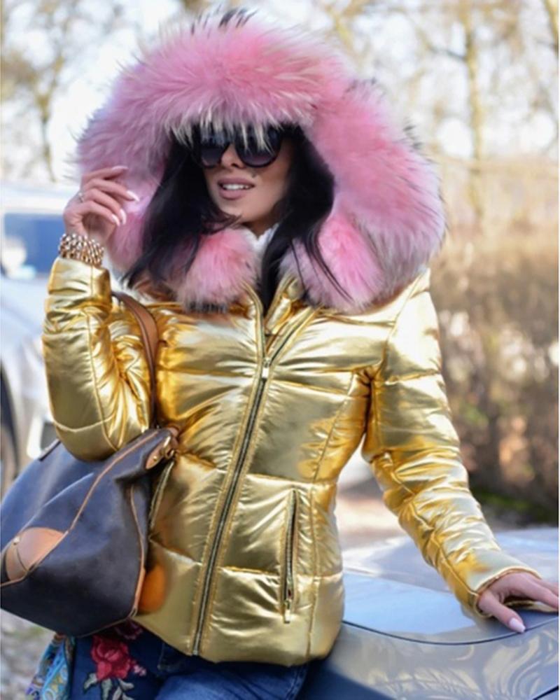 Damen Steppjacke mit luxuriösem Fellkragen und praktischen Taschen ModeGeist