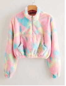 Damen Flauschige Kurzjacke mit hohen Kragen und praktischen Taschen ModeGeist