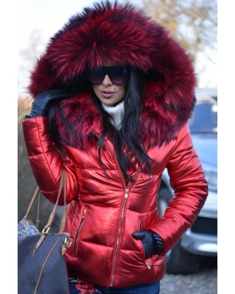 Damen Steppjacke mit luxuriösem Fellkragen und praktischen Taschen ModeGeist