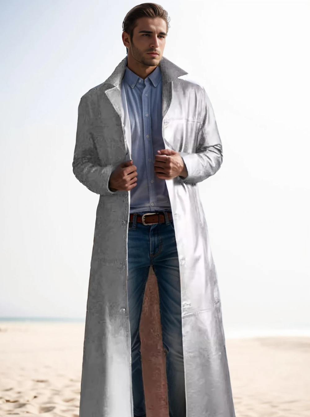 ModeGeist | Langer Ledermantel für Herren