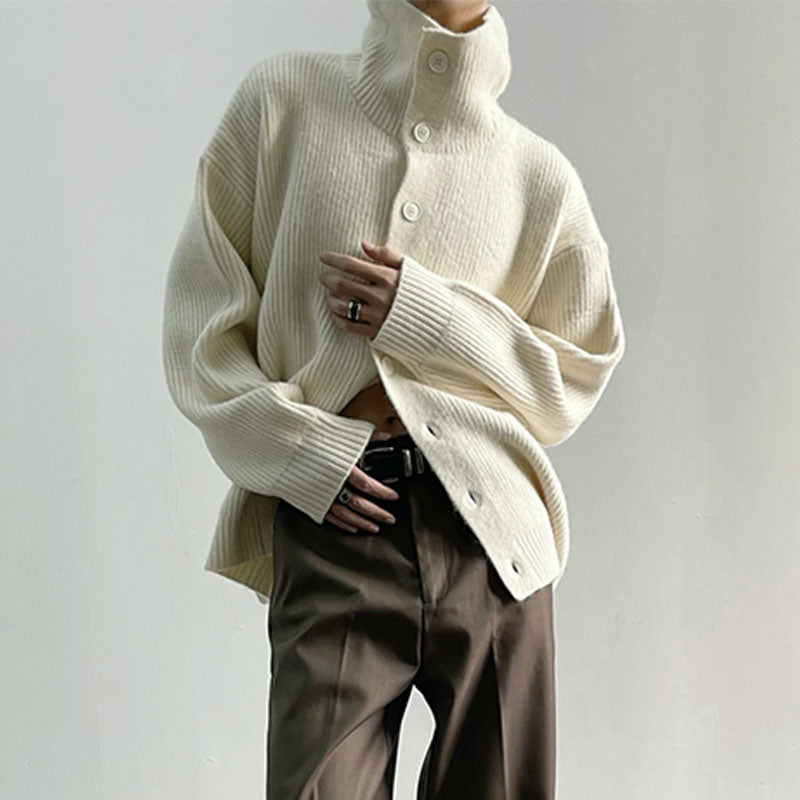 ModeGeist | Rippstrick-cardigan mit Knöpfen Weich und Warm Lässige Eleganz
