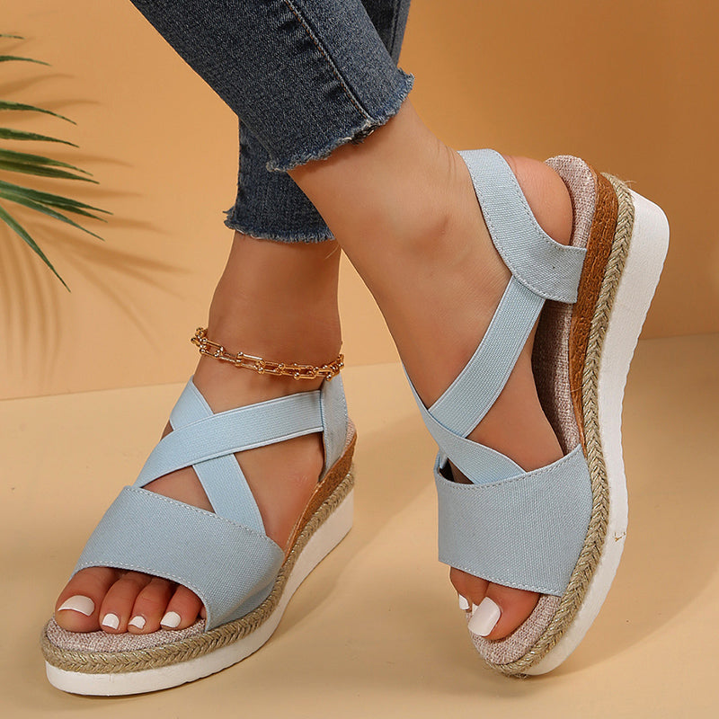 Damen-Plateausandalen mit Kreuzriemen
