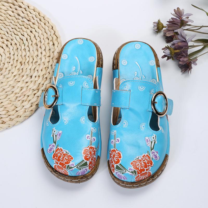 Handgefertigte Damen-Hausschuhe Susa mit Blumenmuster