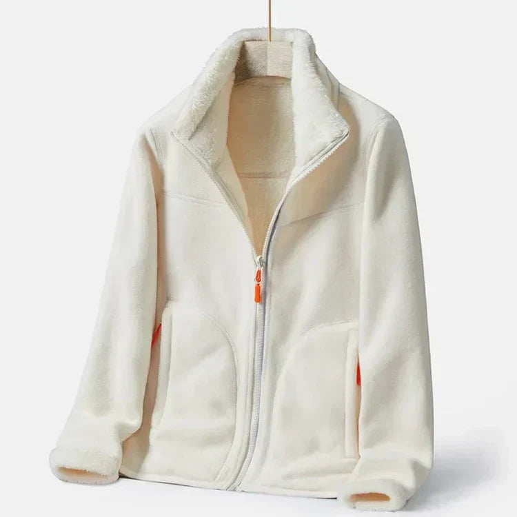ModeGeist | Warme Fleecejacke mit Doppelter Knopfleiste für Damen