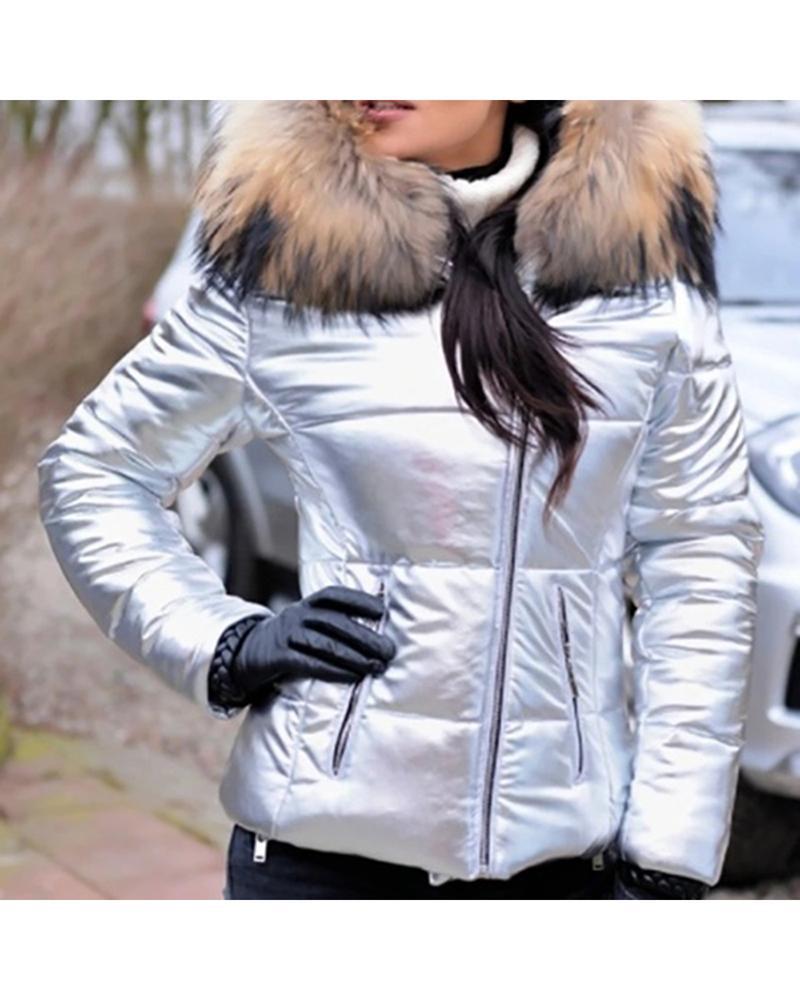 Damen Steppjacke mit luxuriösem Fellkragen und praktischen Taschen ModeGeist