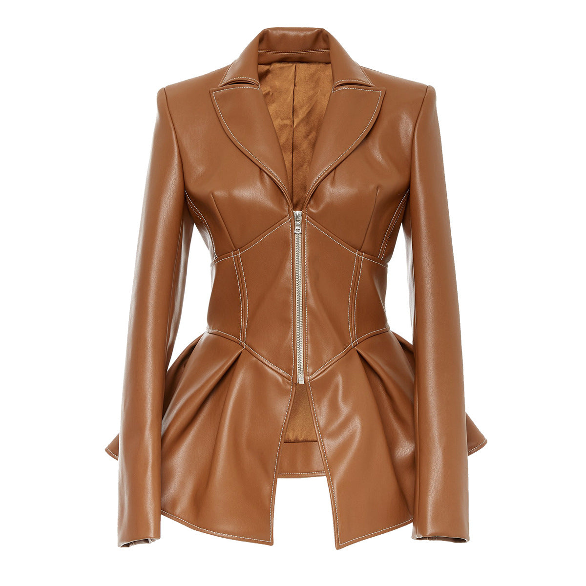Damen stylische taillierte Echtlederjacke ModeGeist
