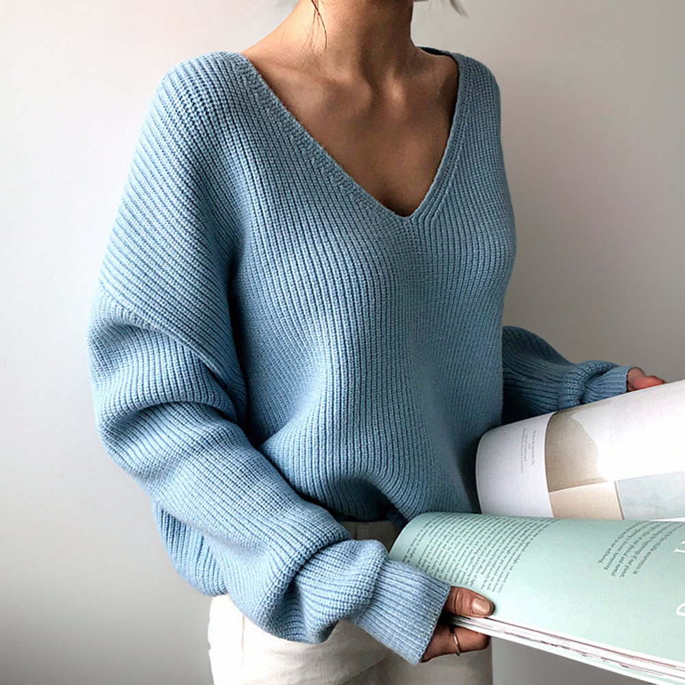 ModeGeist | Gestrickter V-Ausschnitt Pullover