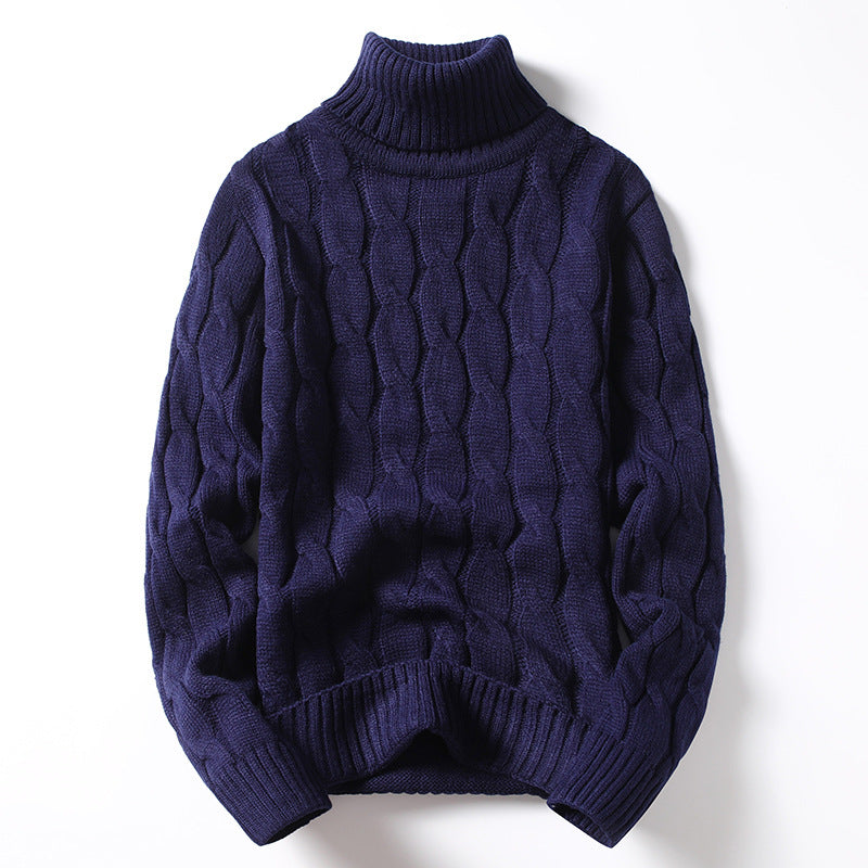 Herren Strickpullover mit Rollkragen und Zopfmuster ModeGeist