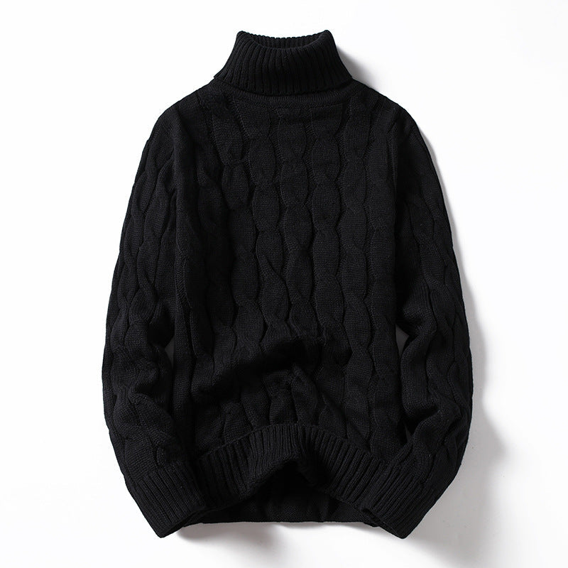 Herren Strickpullover mit Rollkragen und Zopfmuster ModeGeist