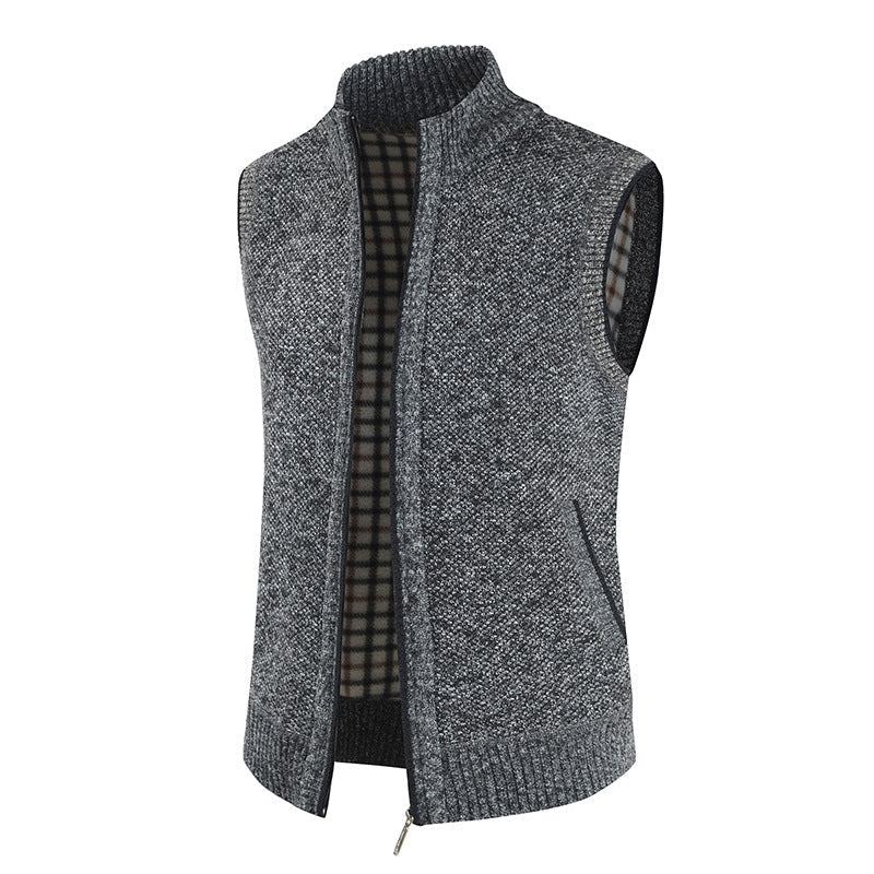 Herren stylische Strickweste mit Stehkragen und durchgehendem Reißverschluss ModeGeist