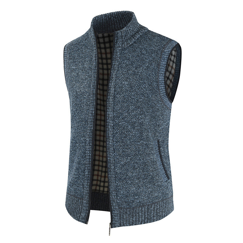 Herren stylische Strickweste mit Stehkragen und durchgehendem Reißverschluss ModeGeist