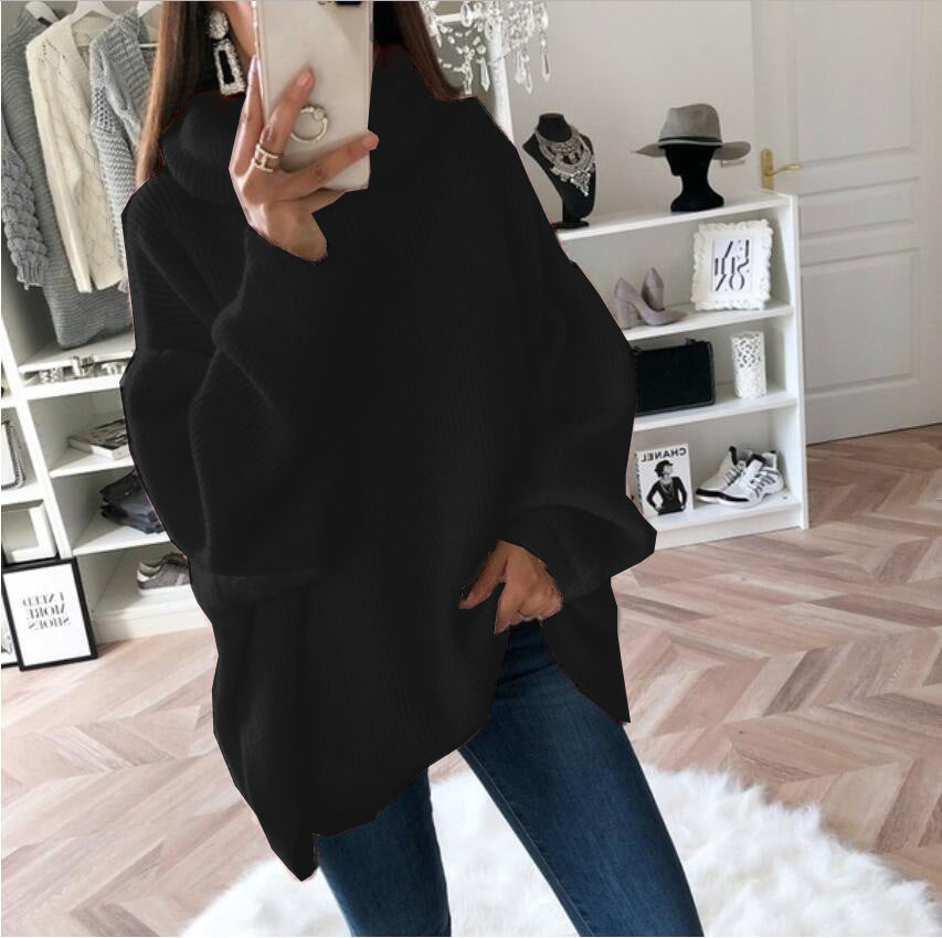 Damen Großer Strickpullover mit hohem Kragen und lässigem Schnitt ModeGeist