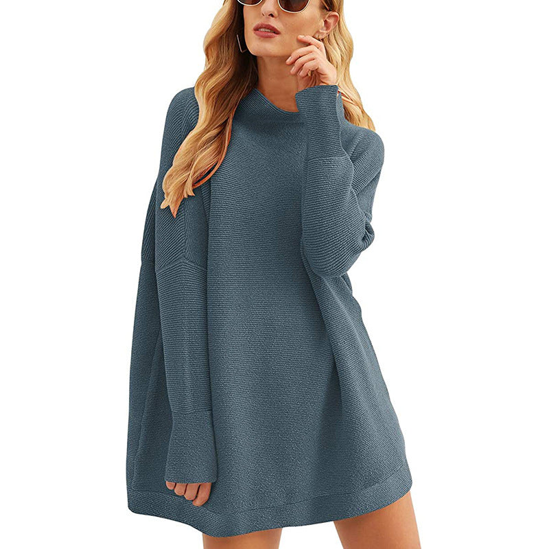 Damen Lässiger Langarm-Strickpulli mit überschnittener Schulter ModeGeist