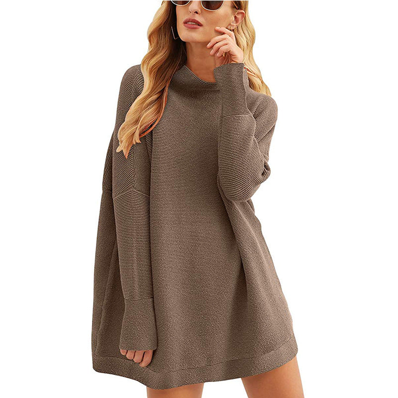 Damen Lässiger Langarm-Strickpulli mit überschnittener Schulter ModeGeist