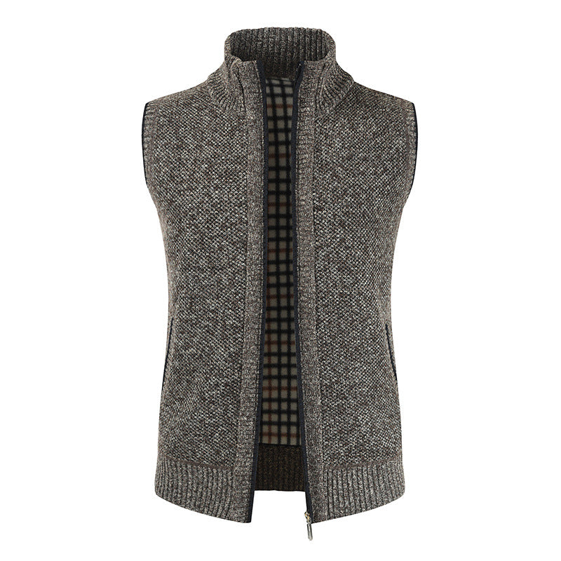 Herren stylische Strickweste mit Stehkragen und durchgehendem Reißverschluss ModeGeist