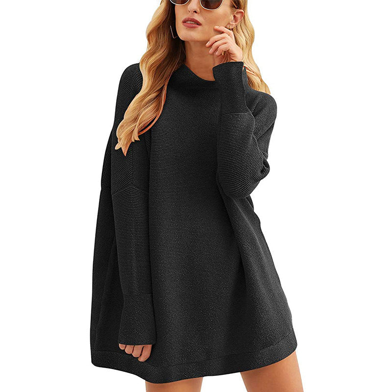 Damen Lässiger Langarm-Strickpulli mit überschnittener Schulter ModeGeist
