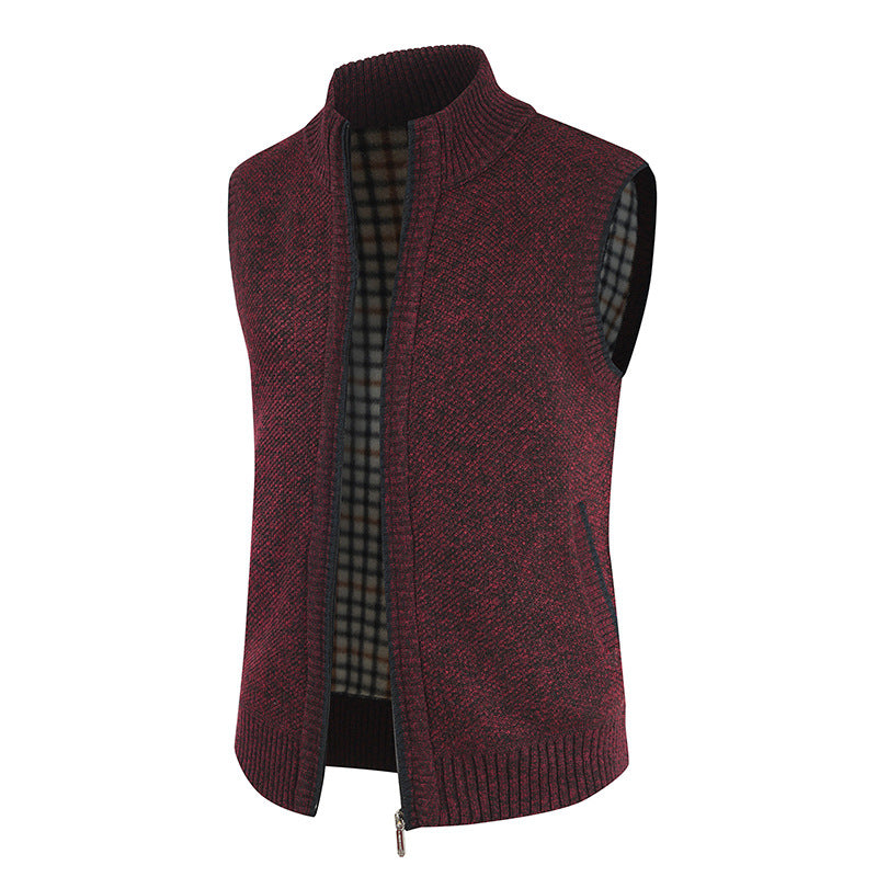 Herren stylische Strickweste mit Stehkragen und durchgehendem Reißverschluss ModeGeist