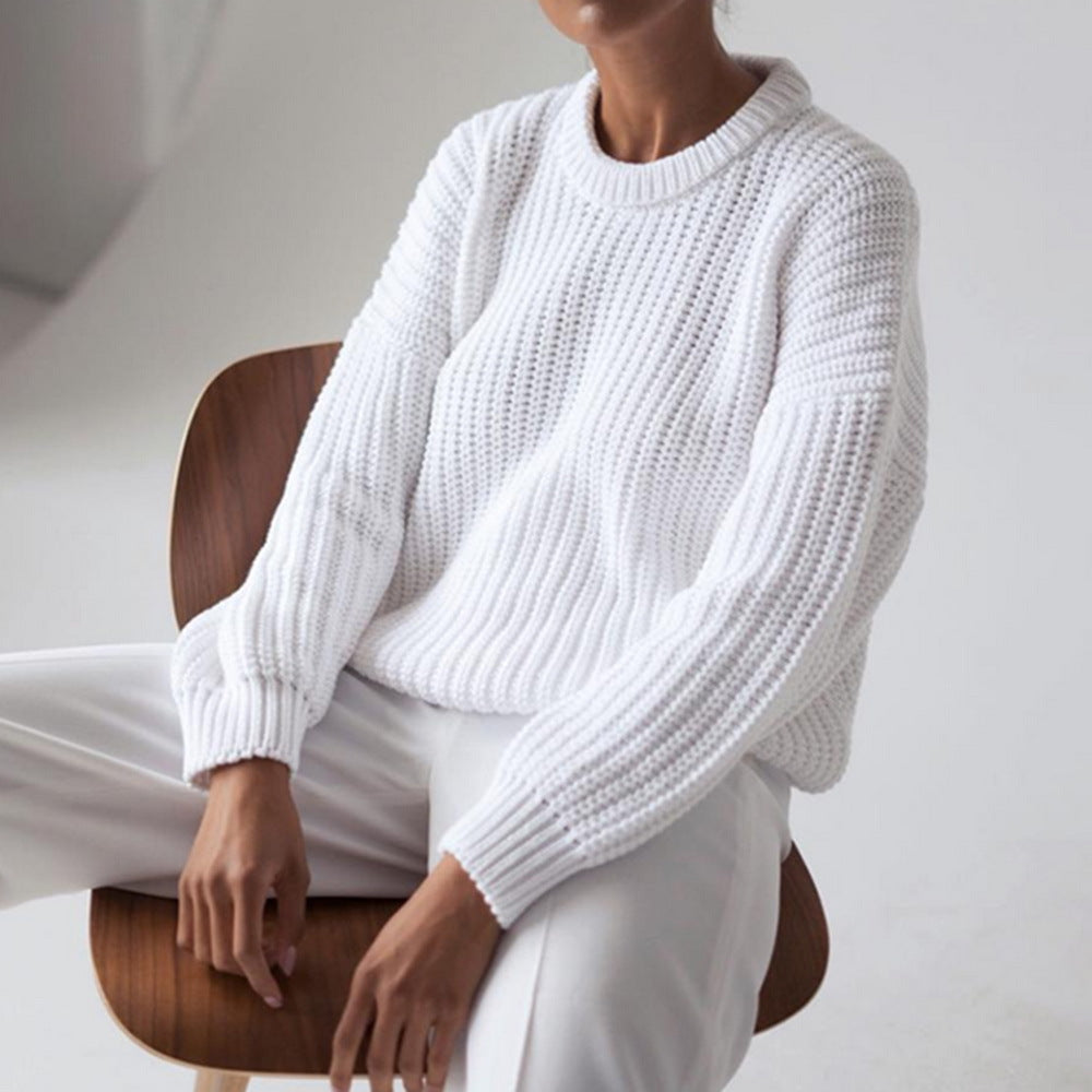 Damen Grobstrickpullover mit lässiger Passform und oversize Ärmeln ModeGeist