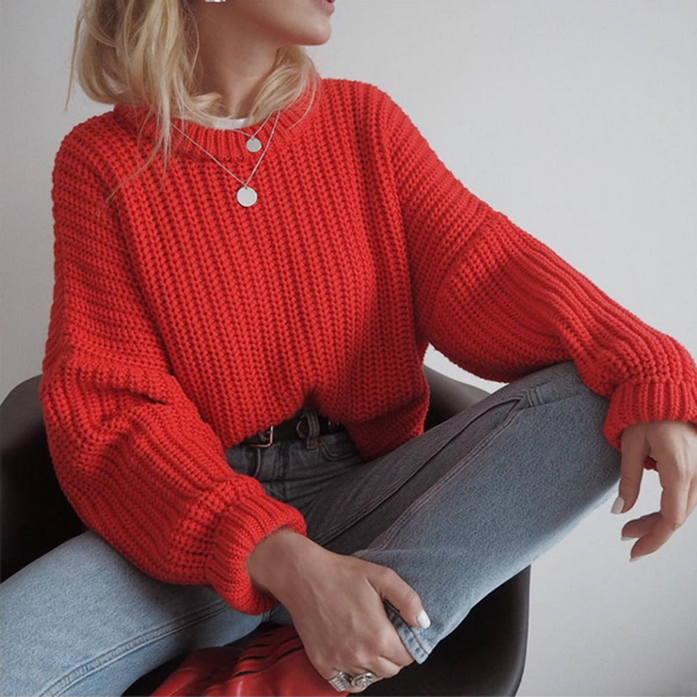 Damen Grobstrickpullover mit lässiger Passform und oversize Ärmeln ModeGeist