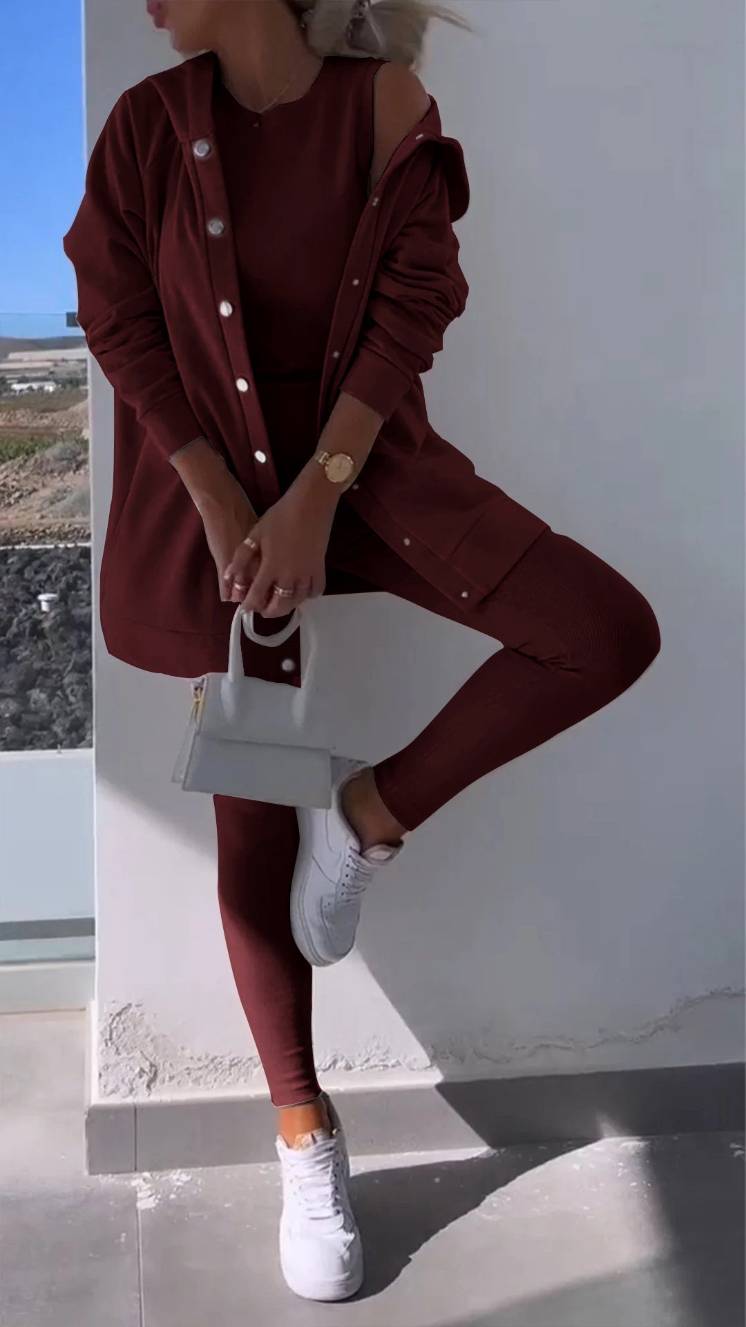 Schuyler Strickjacke und Kapuzenpullover-Set