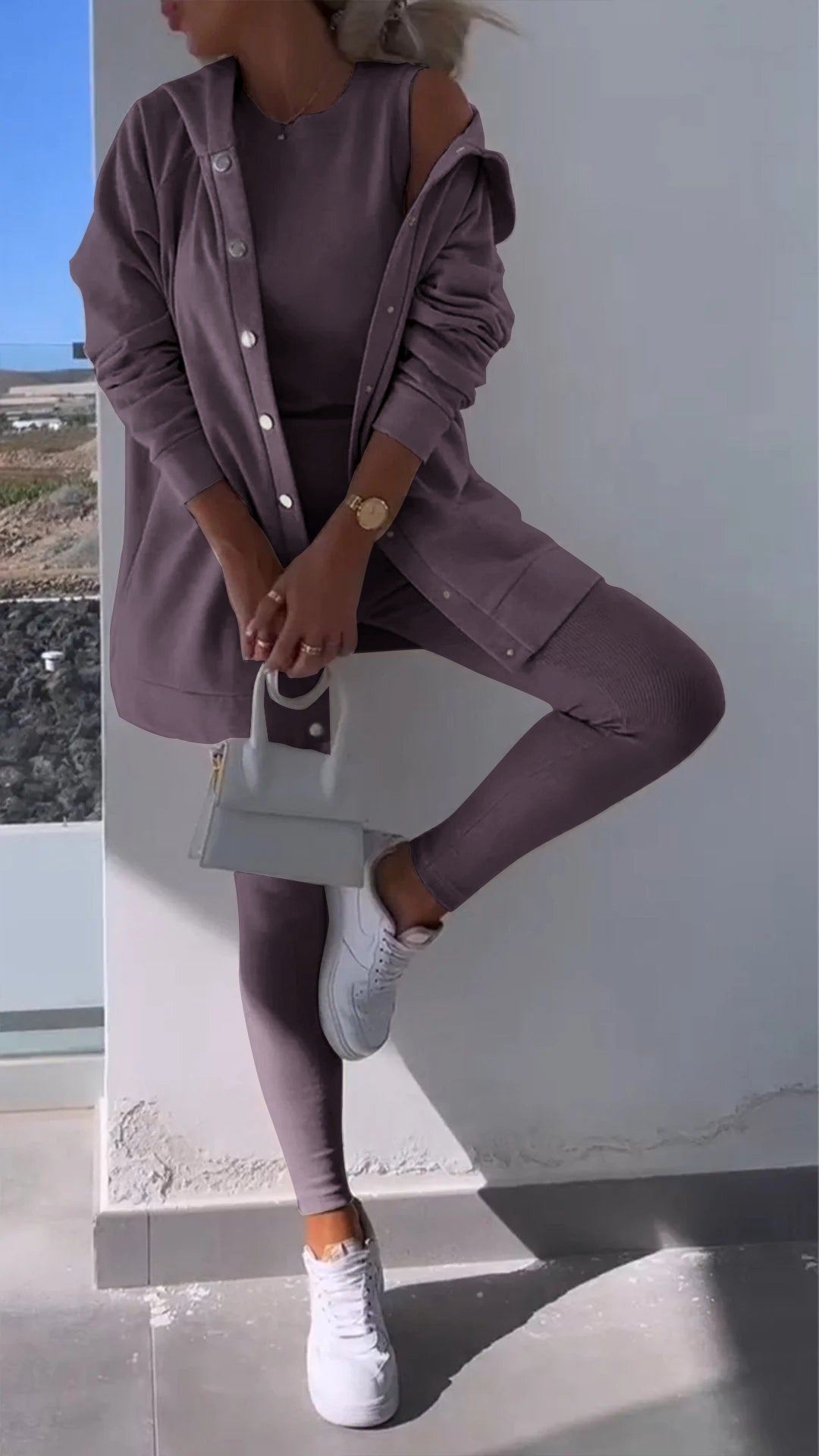 Schuyler Strickjacke und Kapuzenpullover-Set