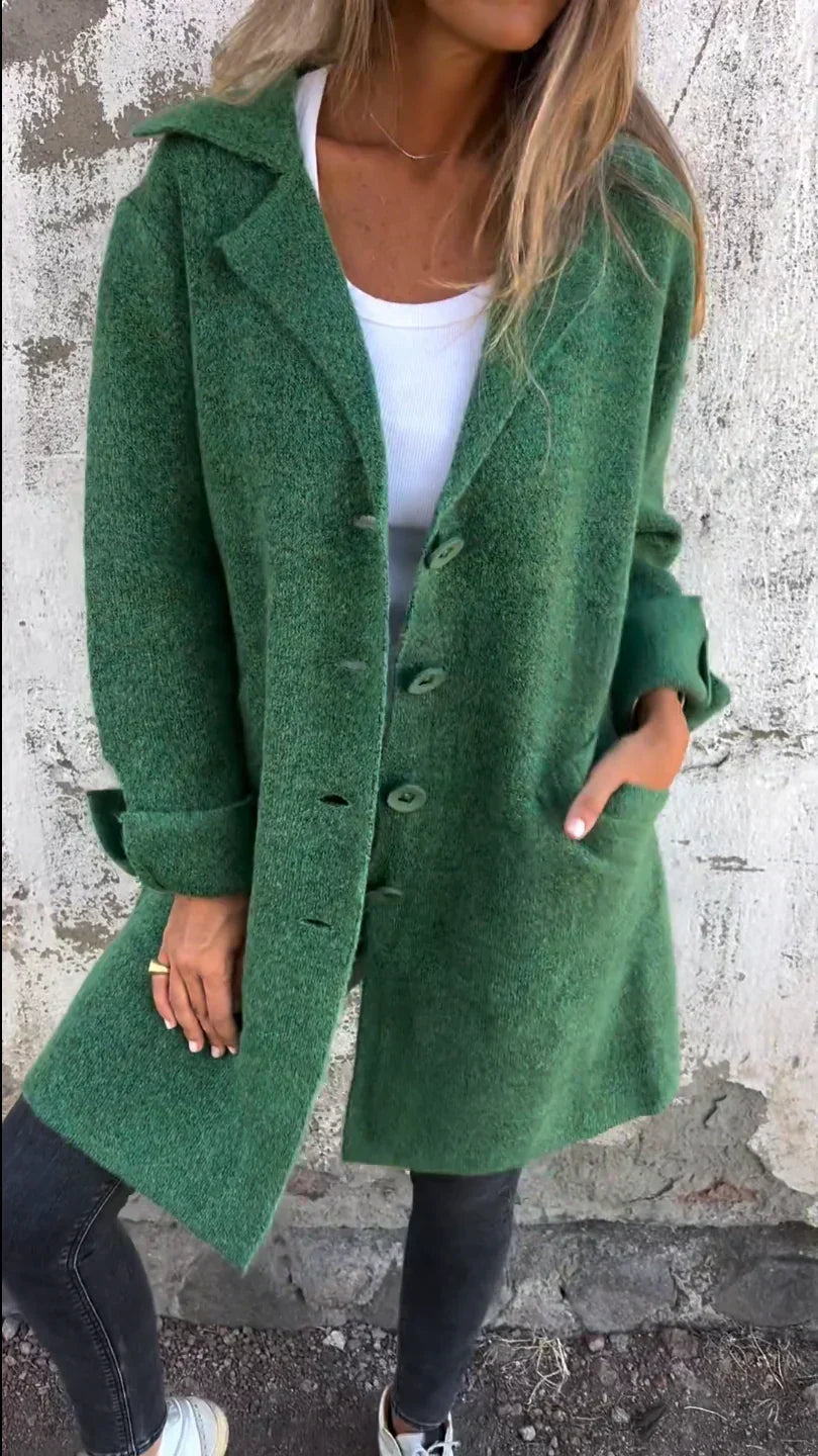 ModeGeist | Wollmantel mit Knopfverschluss Klassischer Kragen Elegant und Warm