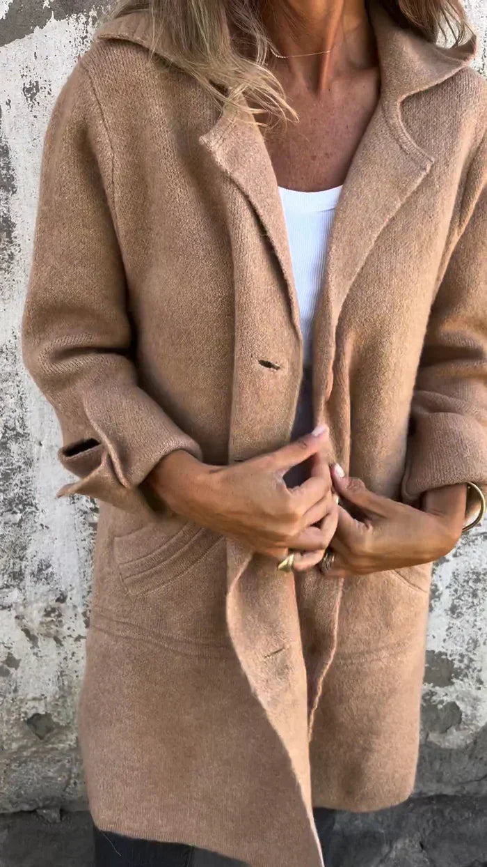 ModeGeist | Wollmantel mit Knopfverschluss Klassischer Kragen Elegant und Warm
