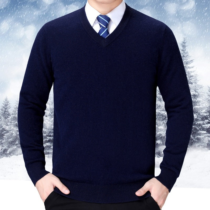 Herren V-Ausschnitt Strickpullover aus weichem Baumwollmix ModeGeist