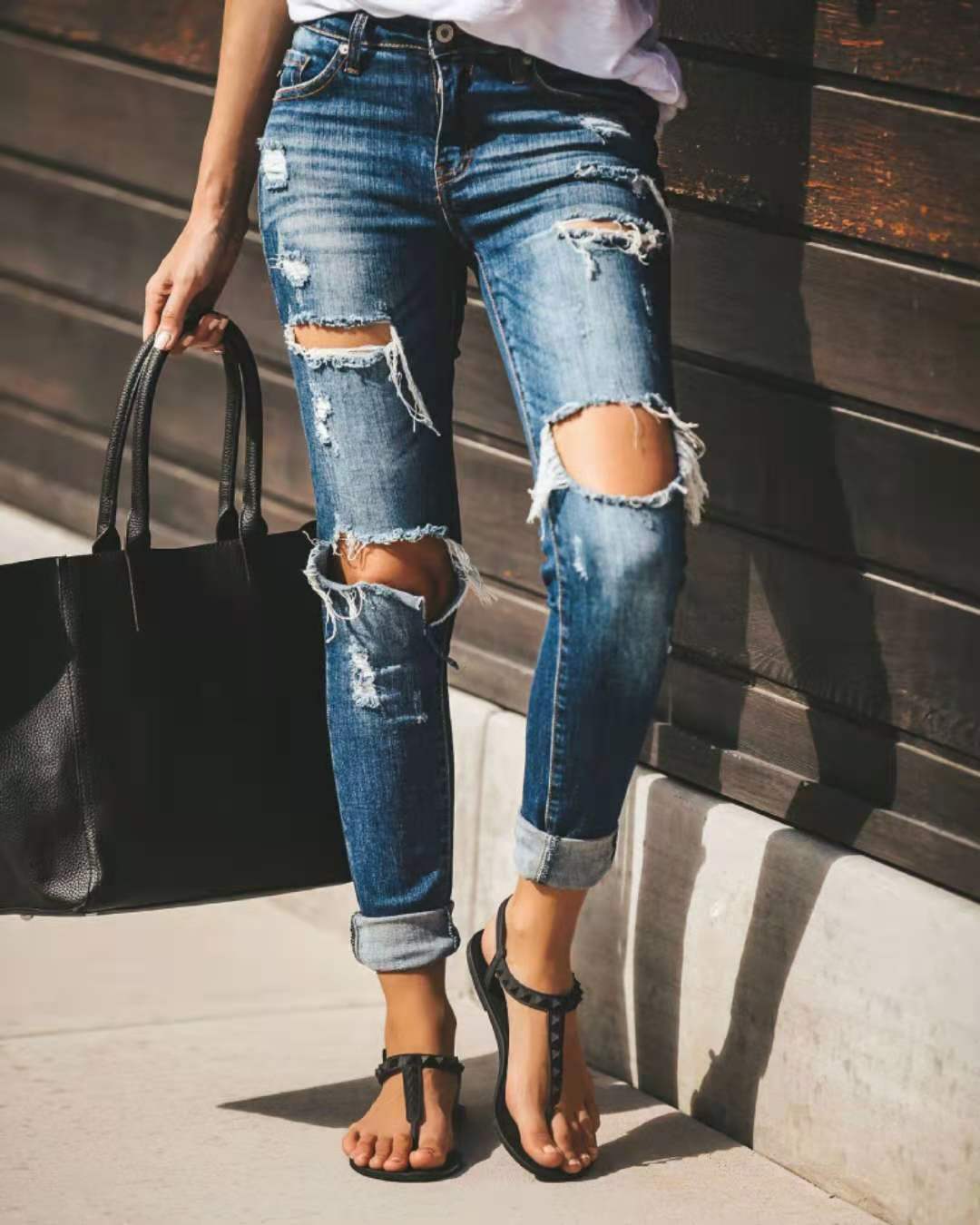 Damen Destroyed Denim Jeans ModeGeist